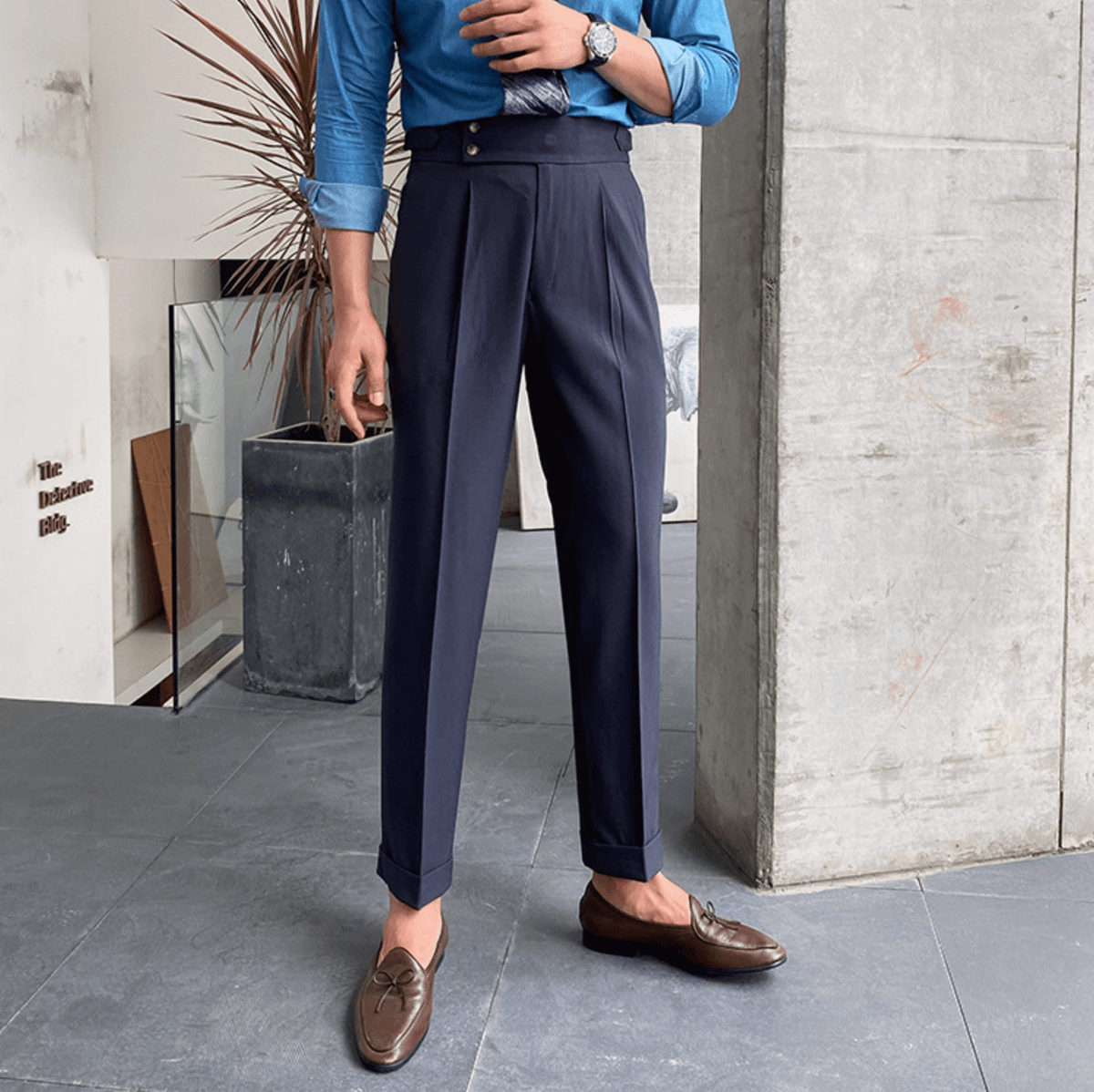 Élégants Pantalons Taille Haute en Tissu Luxe - Edward