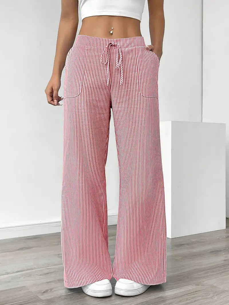 Pantalons Chic Rayés en Lin - Élégance Décontractée par Maison Claire et Sylvie