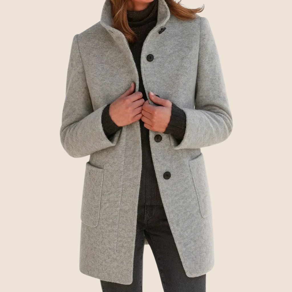 Camille | Manteau élégant à boutons coupe midi