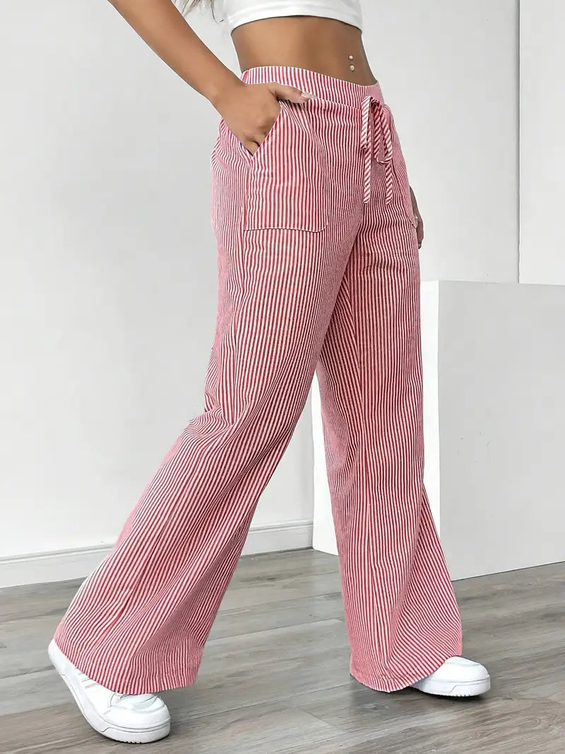 Pantalons Chic Rayés en Lin - Élégance Décontractée par Maison Claire et Sylvie