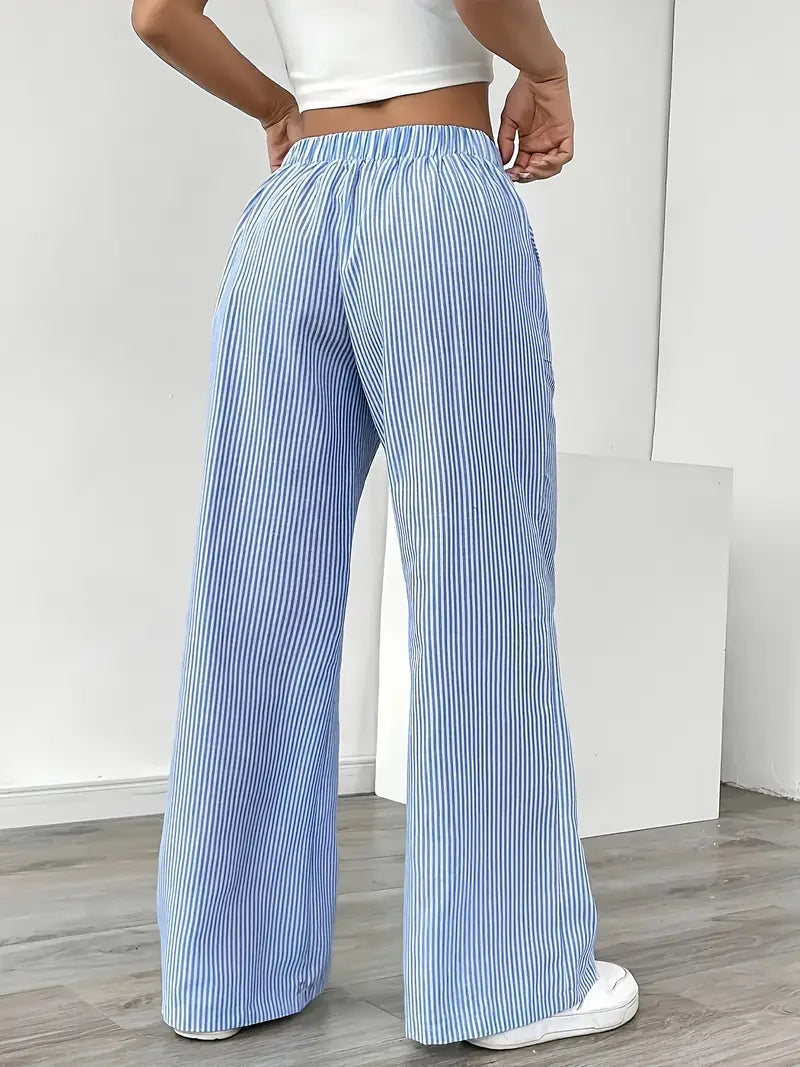 Pantalons Chic Rayés en Lin - Élégance Décontractée par Maison Claire et Sylvie