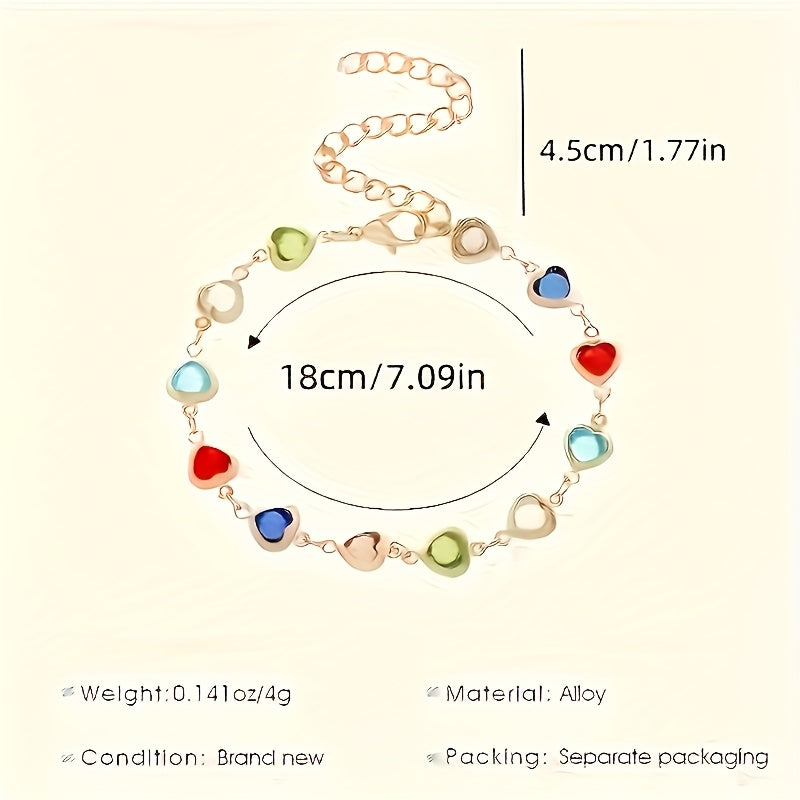 Bérénice™ | Bracelet Doré Cœurs Multicolores