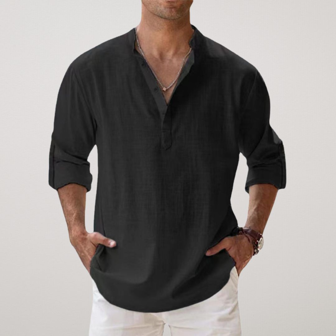Maevine | Chemise Henley en coton effet lin