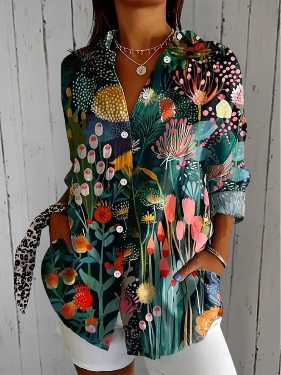 Annick™ | Blouse Artistique Vive à Boutons