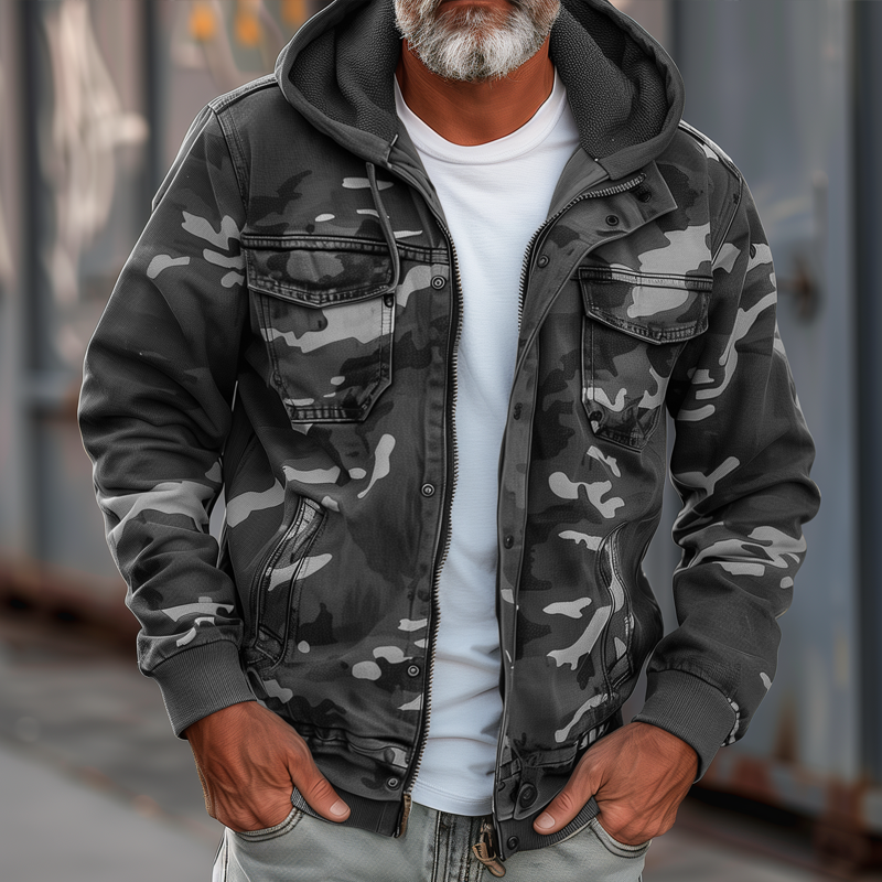 Veste Cargo Élégante en Tissu Camouflage - Maison Claire et Sylvie