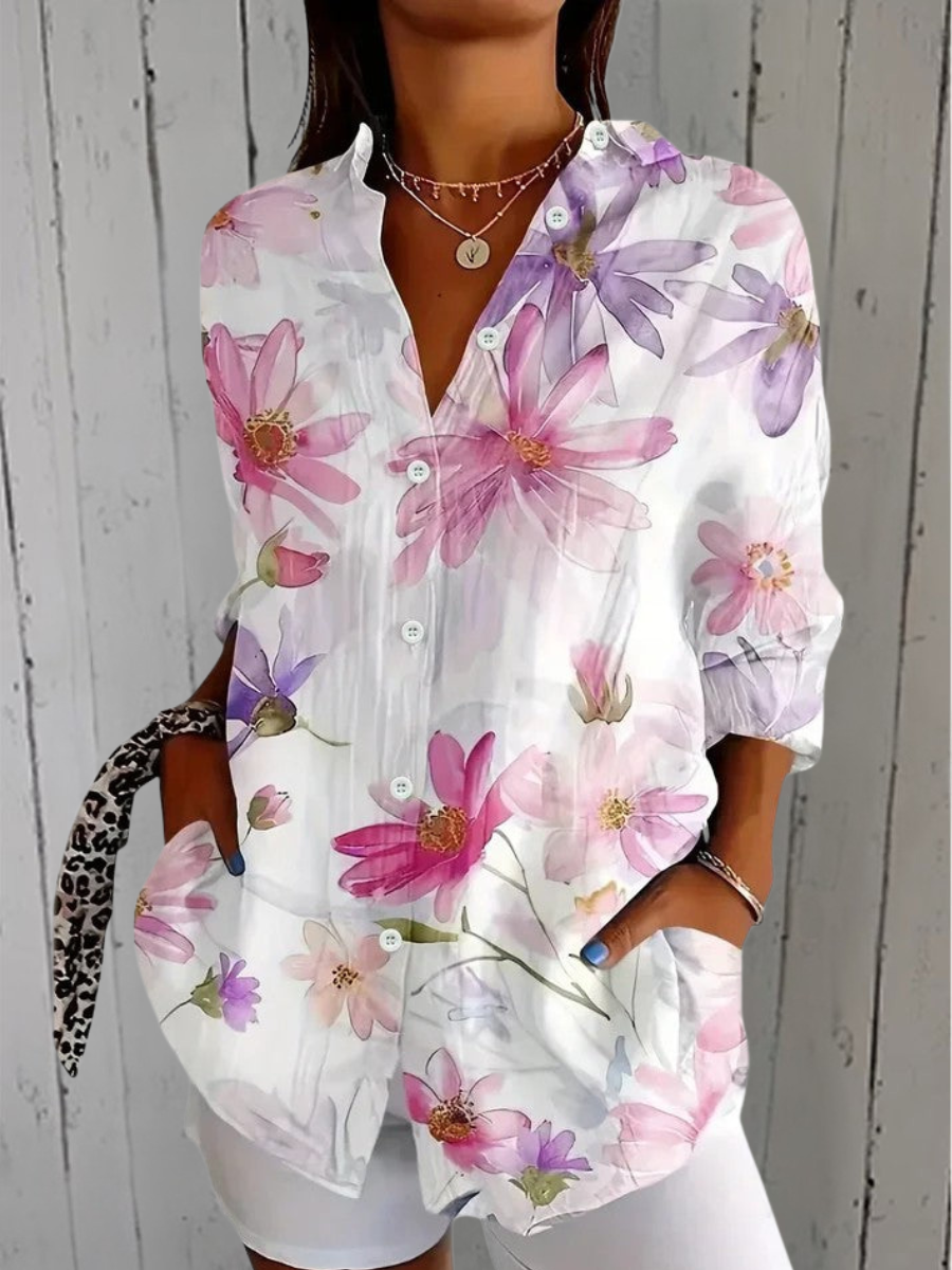 Annick™ | Blouse Artistique Vive à Boutons