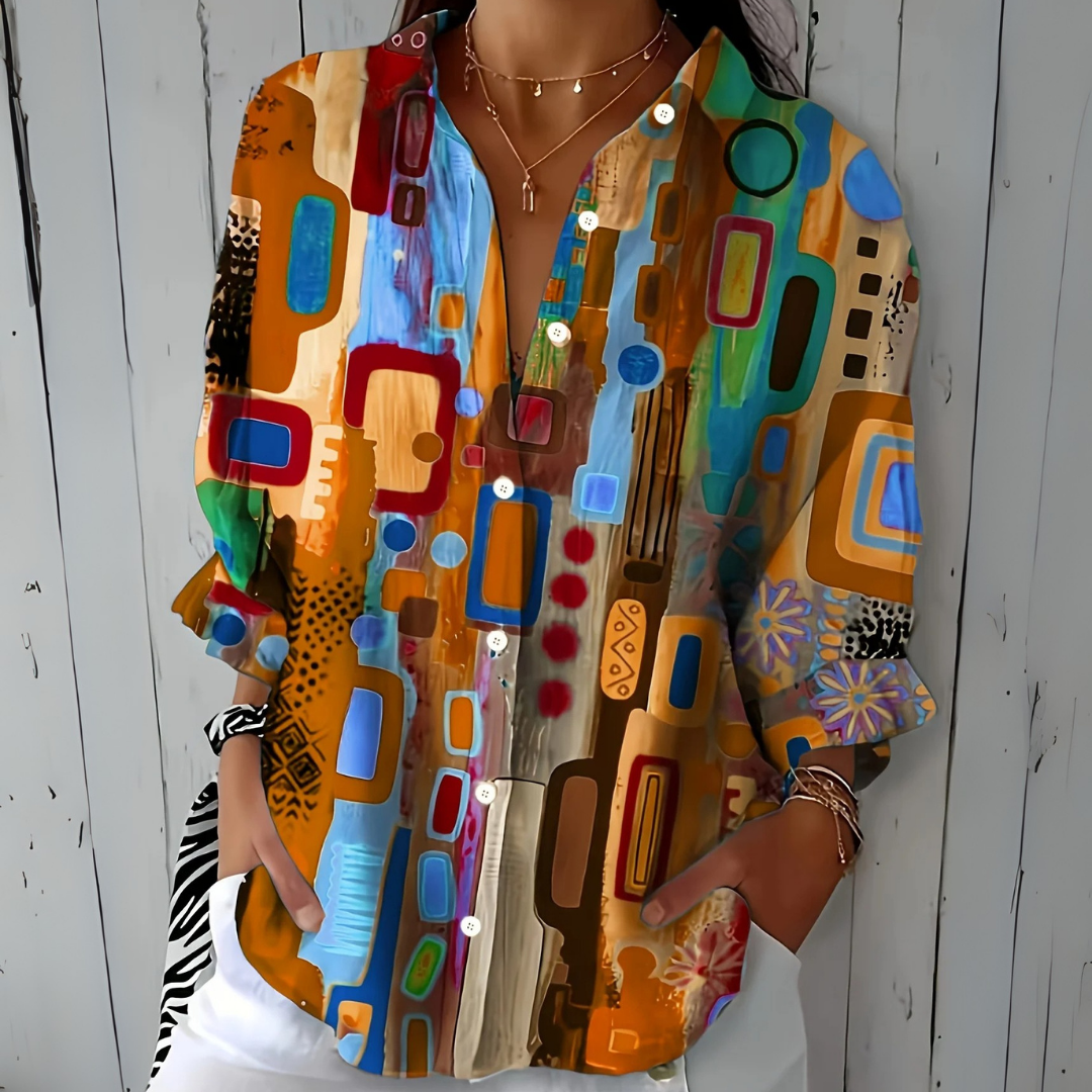 Capucine™ | Blouse Vive et Artistique à Boutons
