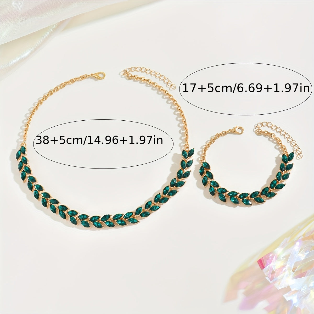 Émeraude™ | Duo Collier & Bracelet Cristal Vert