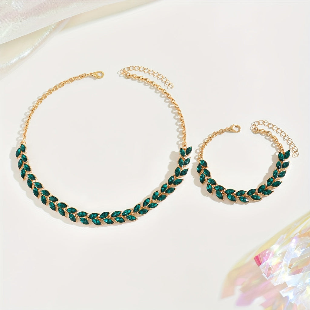 Émeraude™ | Duo Collier & Bracelet Cristal Vert