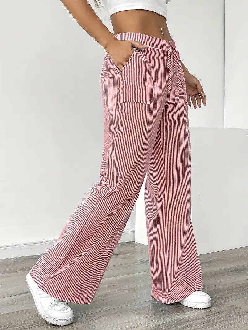 Pantalons Chic Rayés en Lin - Élégance Décontractée par Maison Claire et Sylvie