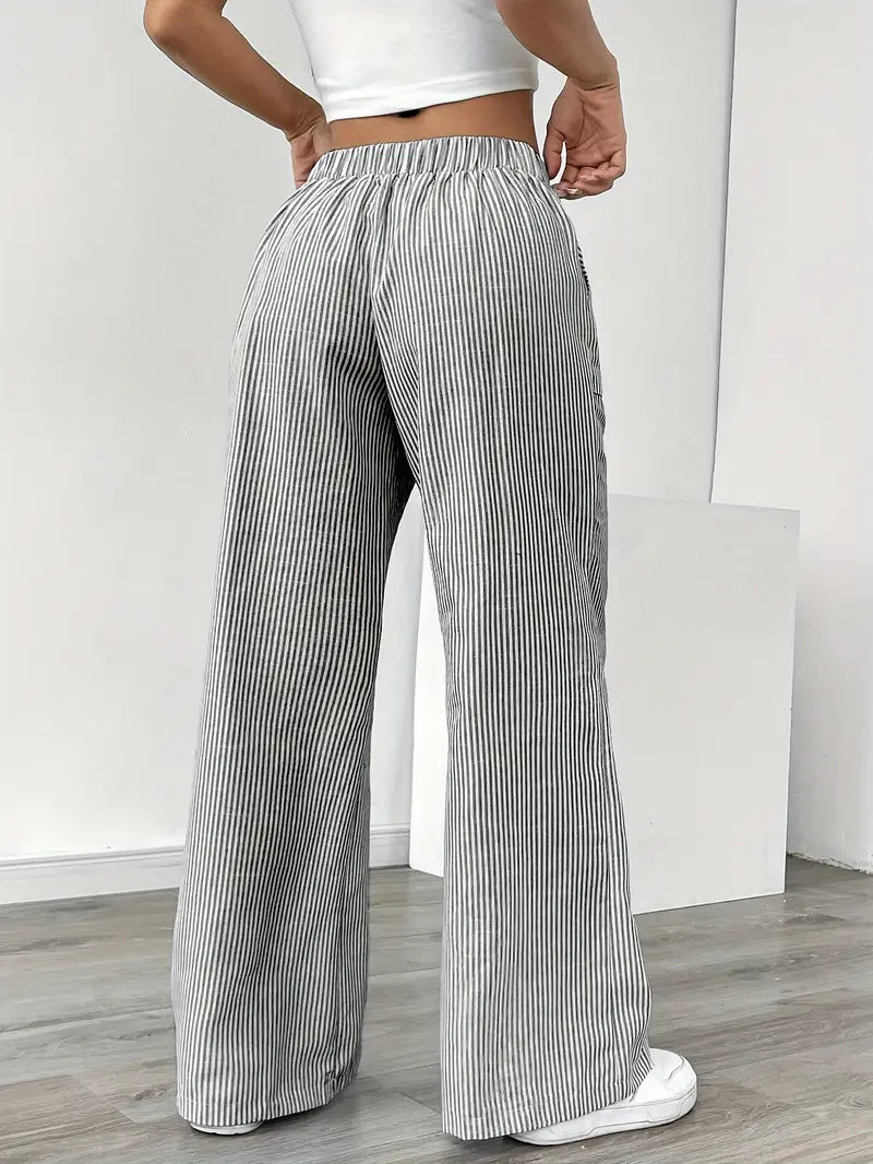 Pantalons Chic Rayés en Lin - Élégance Décontractée par Maison Claire et Sylvie
