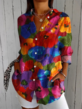 Annette™ | Blouse Artistique Vive à Boutons