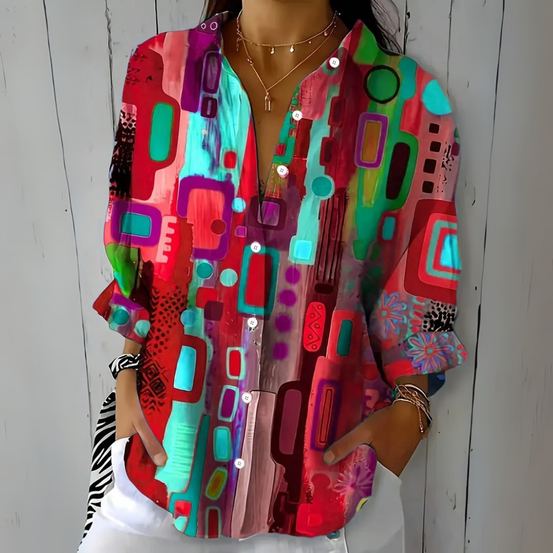 Capucine™ | Blouse Vive et Artistique à Boutons