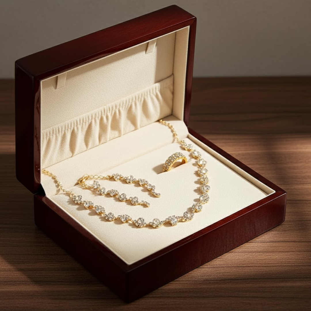 Valentine™ | Set Bijoux Fleur Étincelante Haut de Gamme