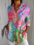 Annick™ | Blouse Artistique Vive à Boutons