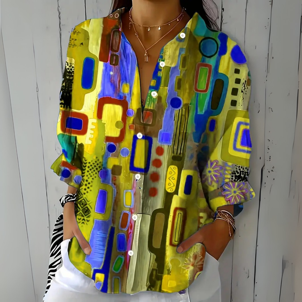 Capucine™ | Blouse Vive et Artistique à Boutons