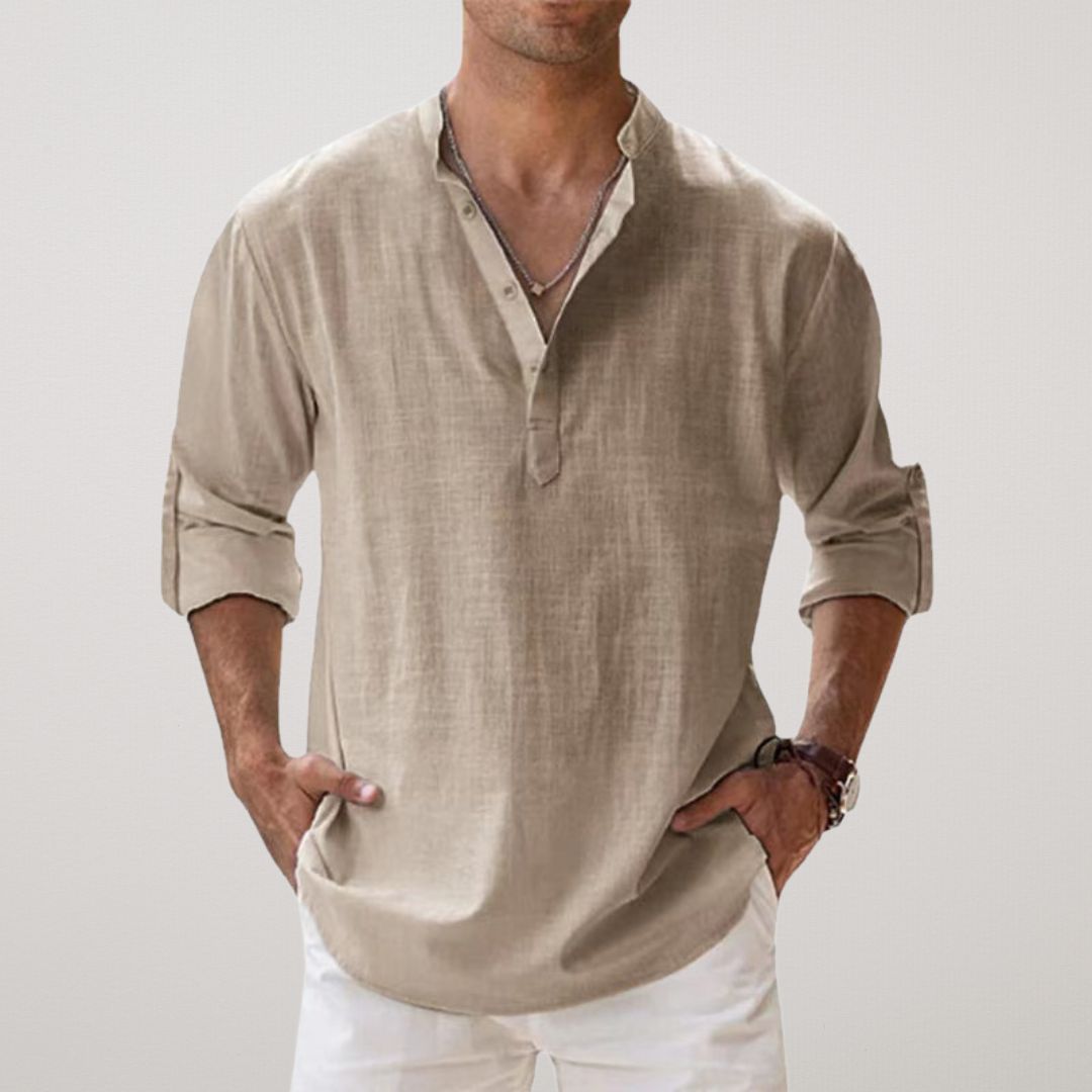 Maevine | Chemise Henley en coton effet lin