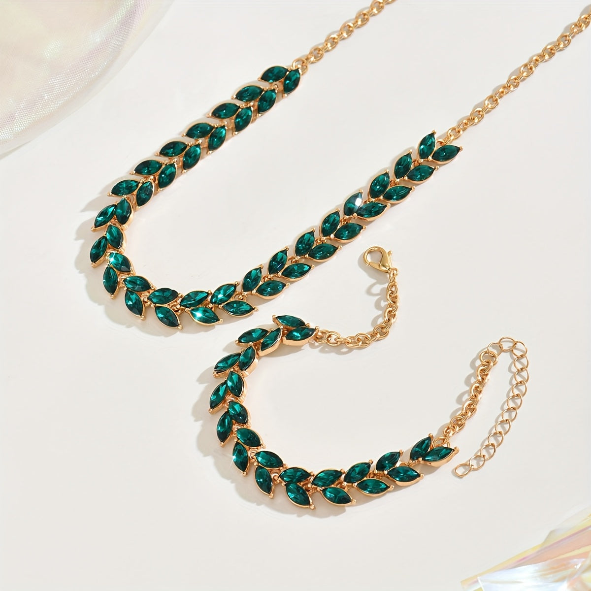 Émeraude™ | Duo Collier & Bracelet Cristal Vert