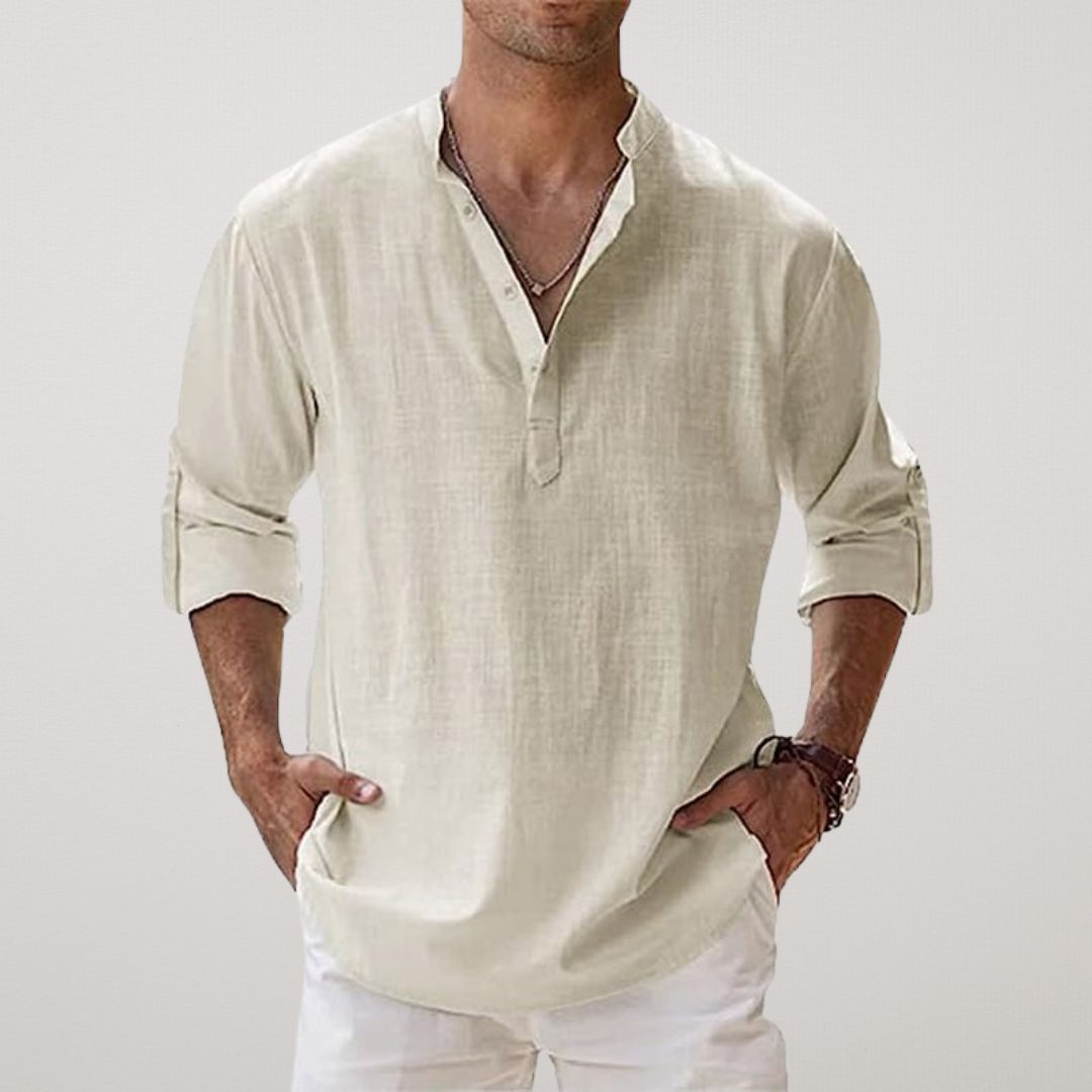 Maevine | Chemise Henley en coton effet lin