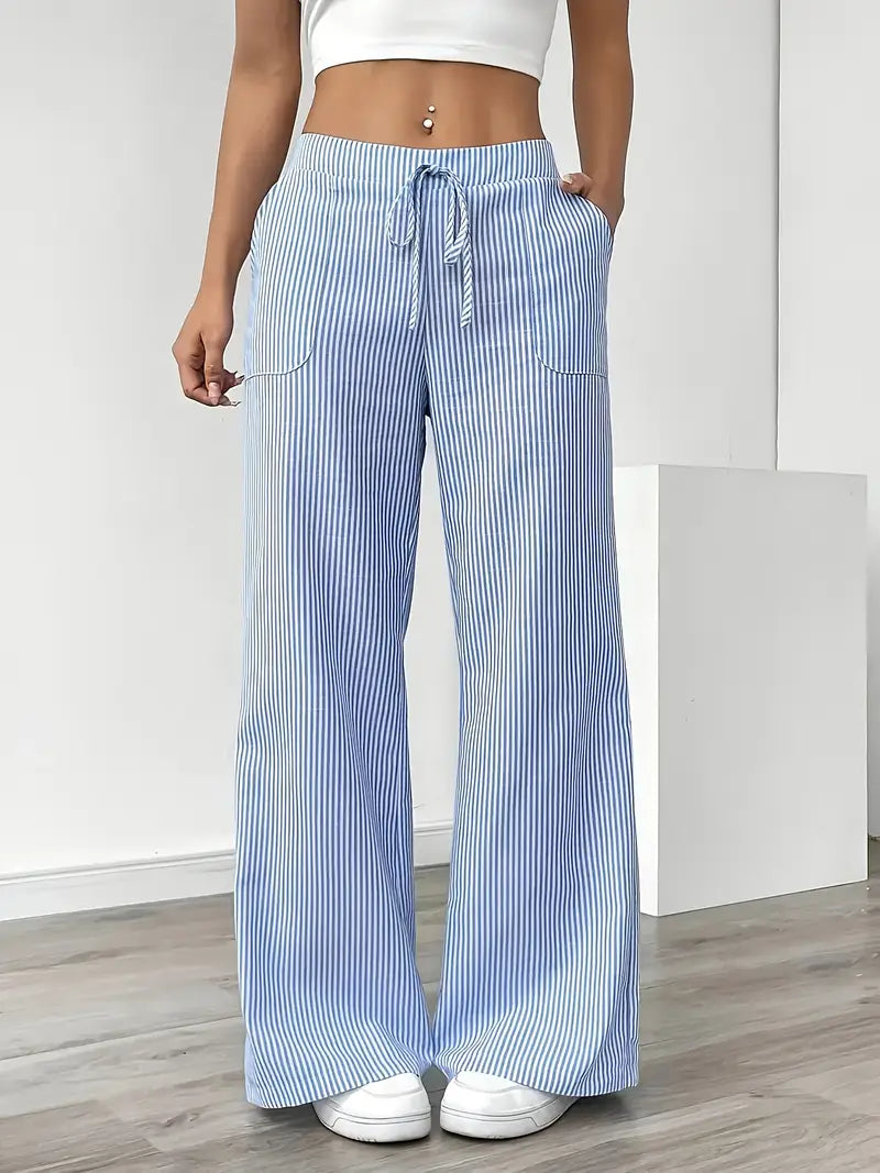 Pantalons Chic Rayés en Lin - Élégance Décontractée par Maison Claire et Sylvie