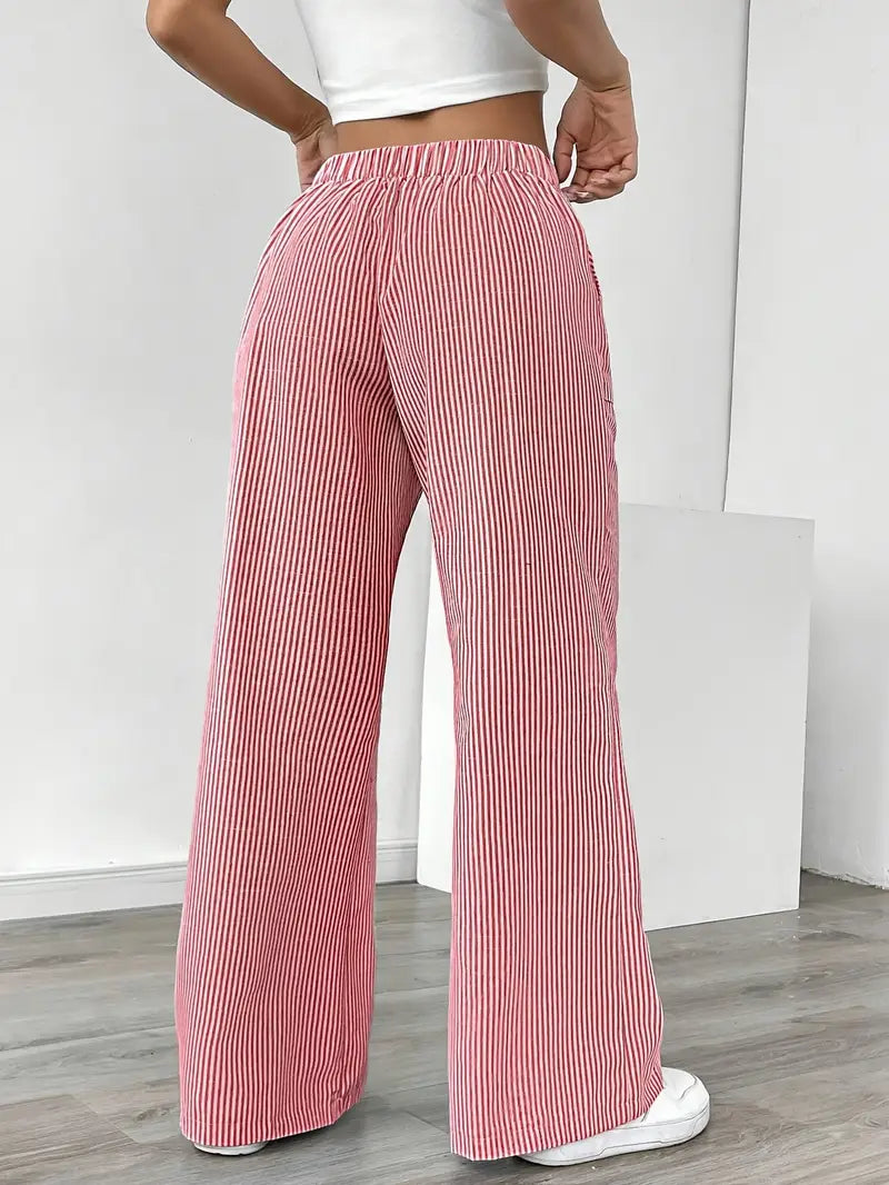 Pantalons Chic Rayés en Lin - Élégance Décontractée par Maison Claire et Sylvie