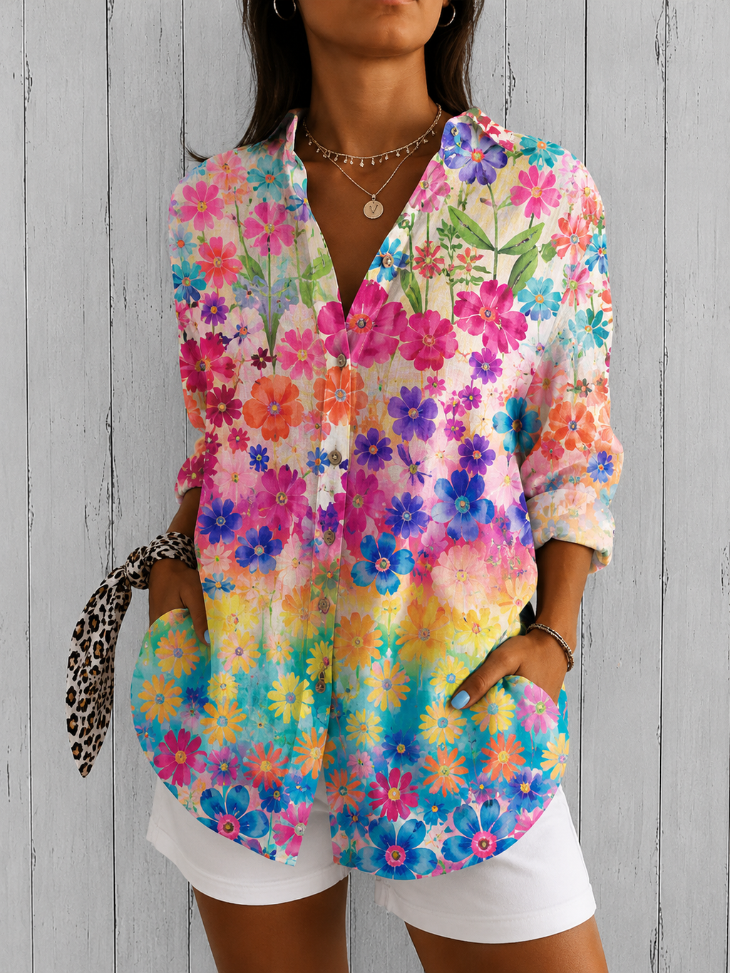 Valérie™ | Blouse Artistique Vive à Boutons