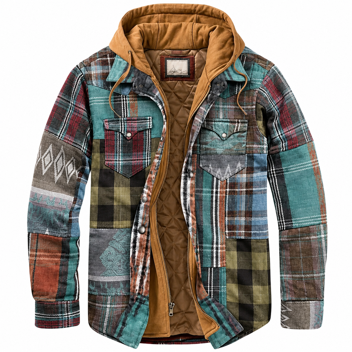 Veste à carreaux avec capuche