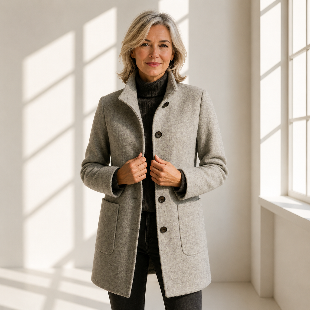 Camille | Manteau élégant à boutons coupe midi