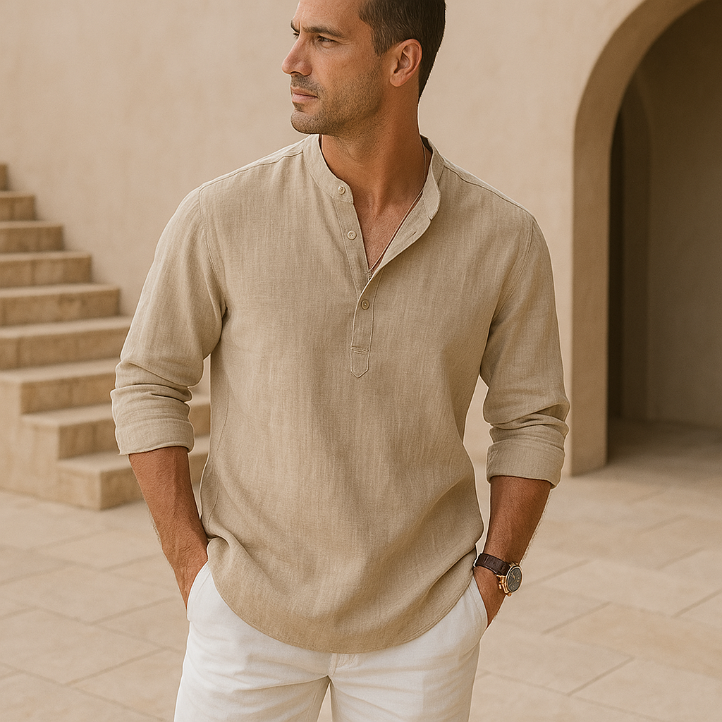 Maevine | Chemise Henley en coton effet lin