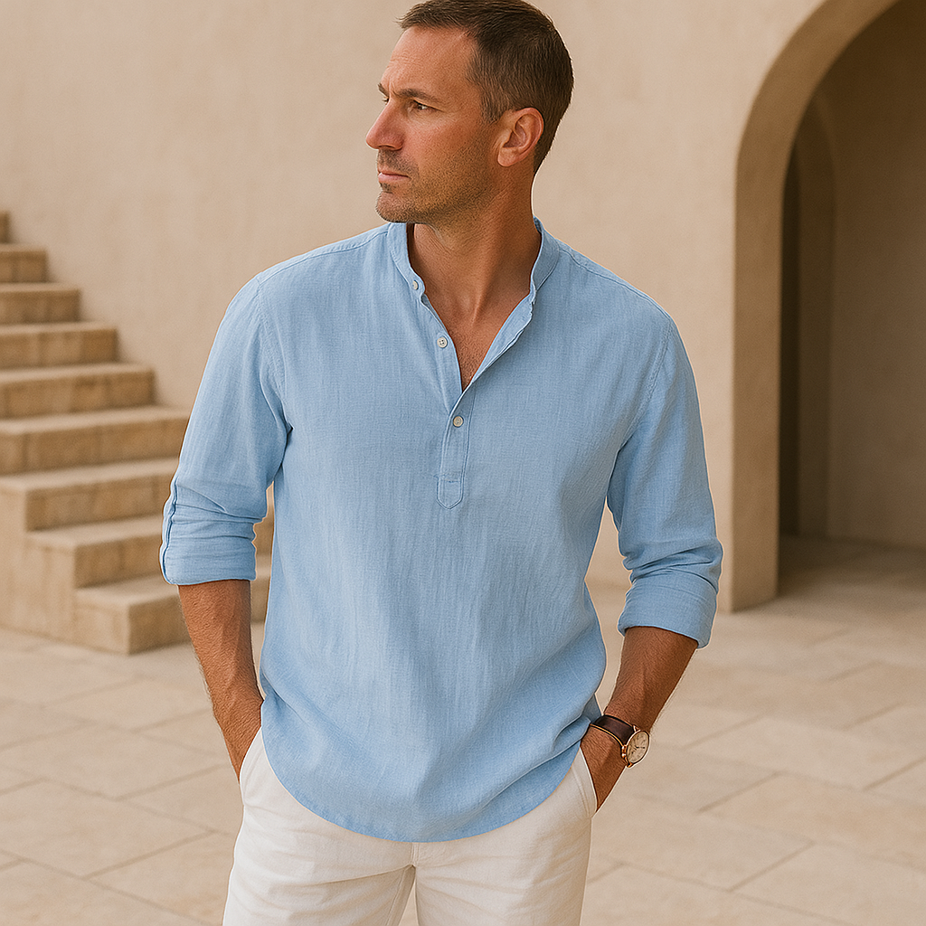 Maevine | Chemise Henley en coton effet lin