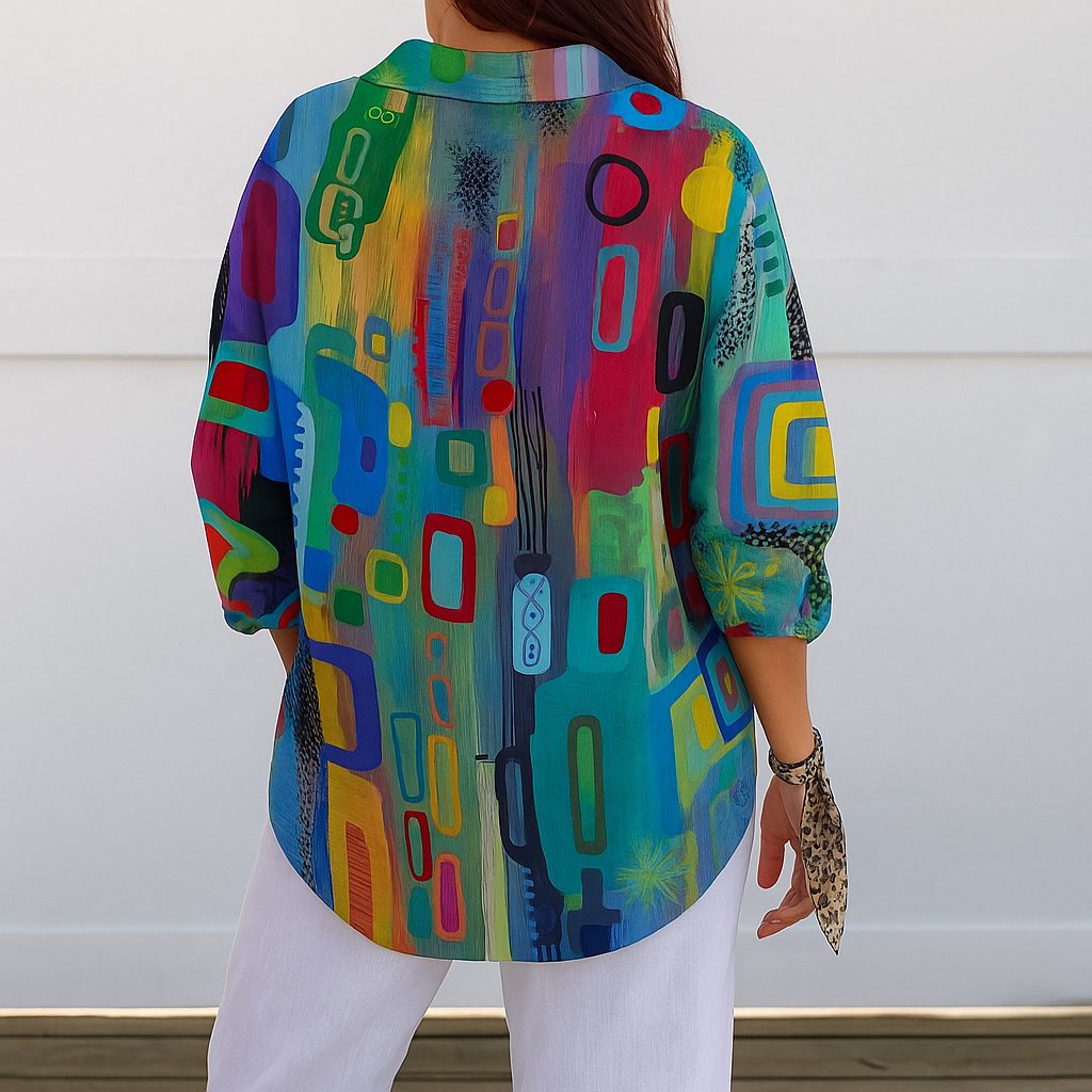 Capucine™ | Blouse Vive et Artistique à Boutons