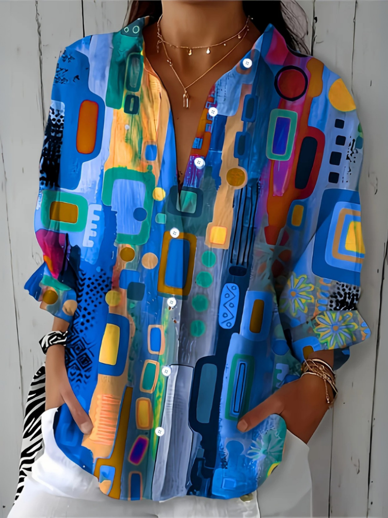 Capucine™ | Blouse Vive et Artistique à Boutons