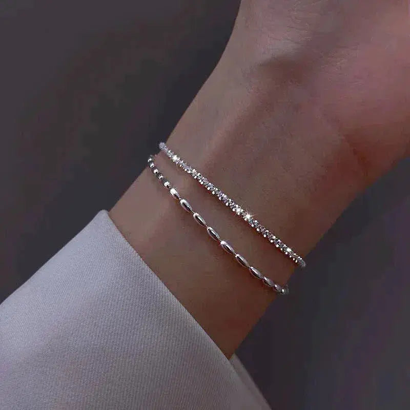 Éléonore™ | Set de Bracelets Argentés aux Détails de Zircon