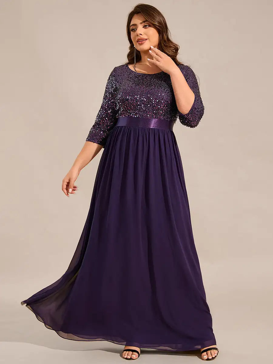 Odette | Robe A-Line à Manches Longues en Sequins