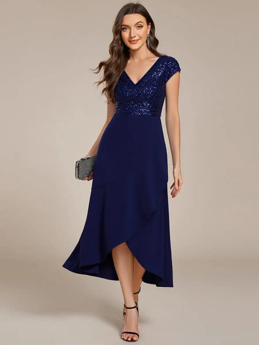 Nova | Robe de Soirée Détail Paillettes Décolleté V