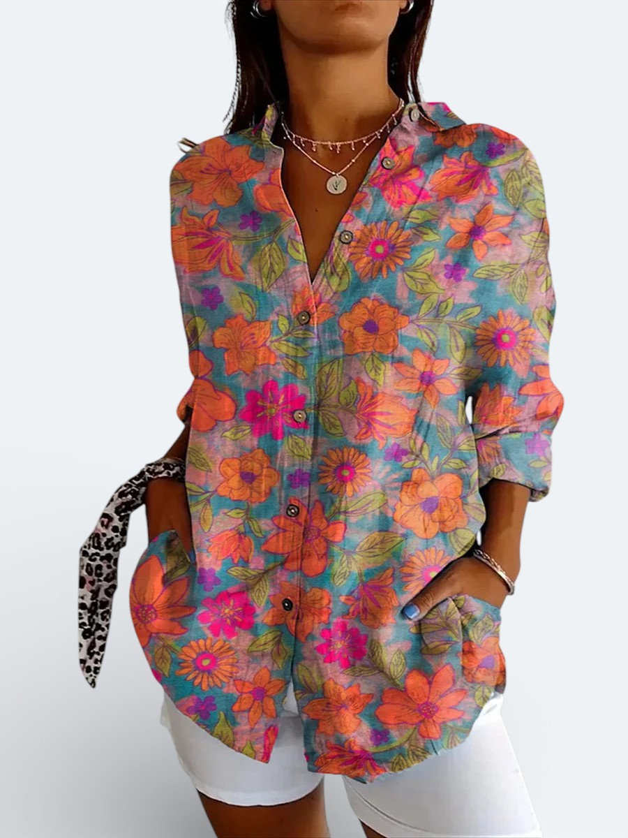 Valérie™ | Blouse Artistique Vive à Boutons