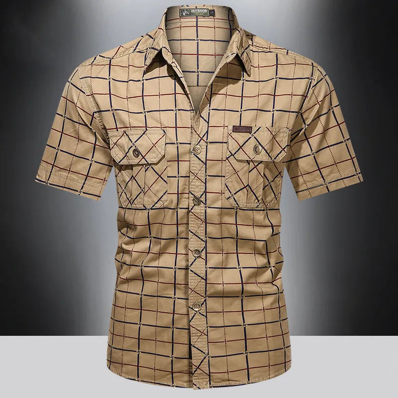 Maevine | Chemise élégante à manches courtes à carreaux