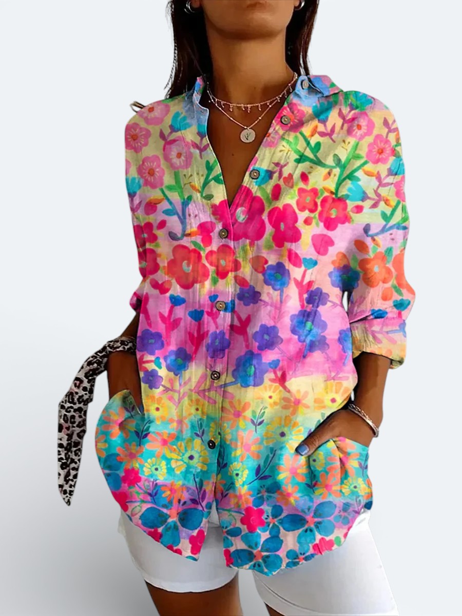 Valérie™ | Blouse Artistique Vive à Boutons