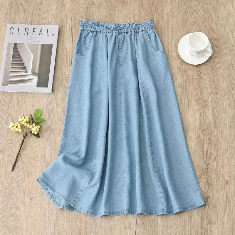 Jupe Midi Élégante en Denim Léger - Maison Claire et Sylvie
