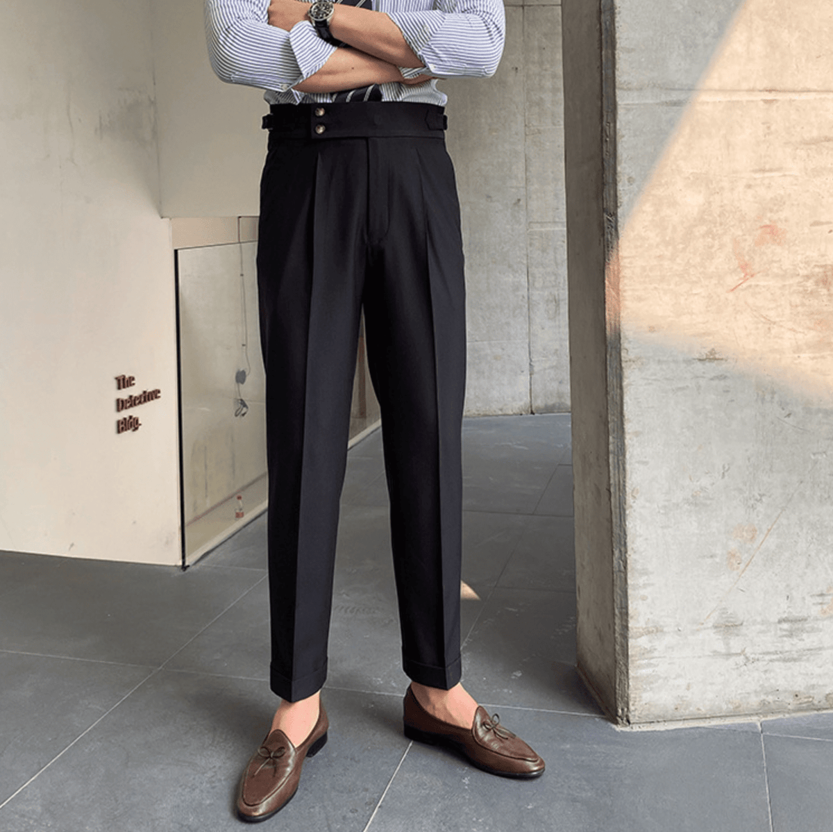 Élégants Pantalons Taille Haute en Tissu Luxe - Edward
