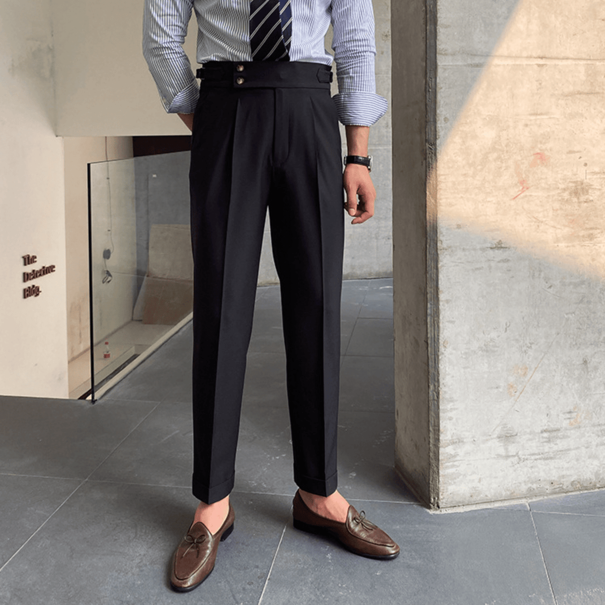 Élégants Pantalons Taille Haute en Tissu Luxe - Edward