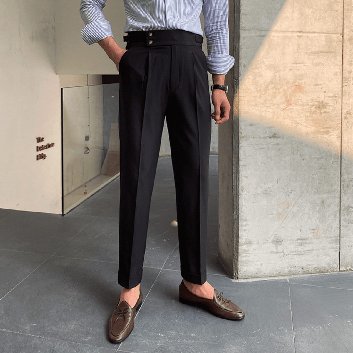 Élégants Pantalons Taille Haute en Tissu Luxe - Edward