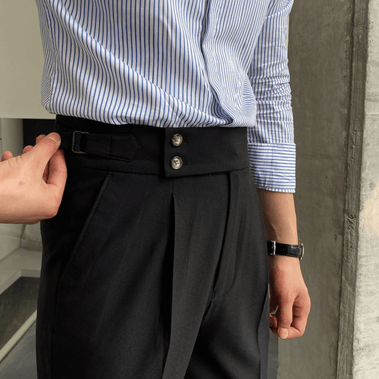 Élégants Pantalons Taille Haute en Tissu Luxe - Edward