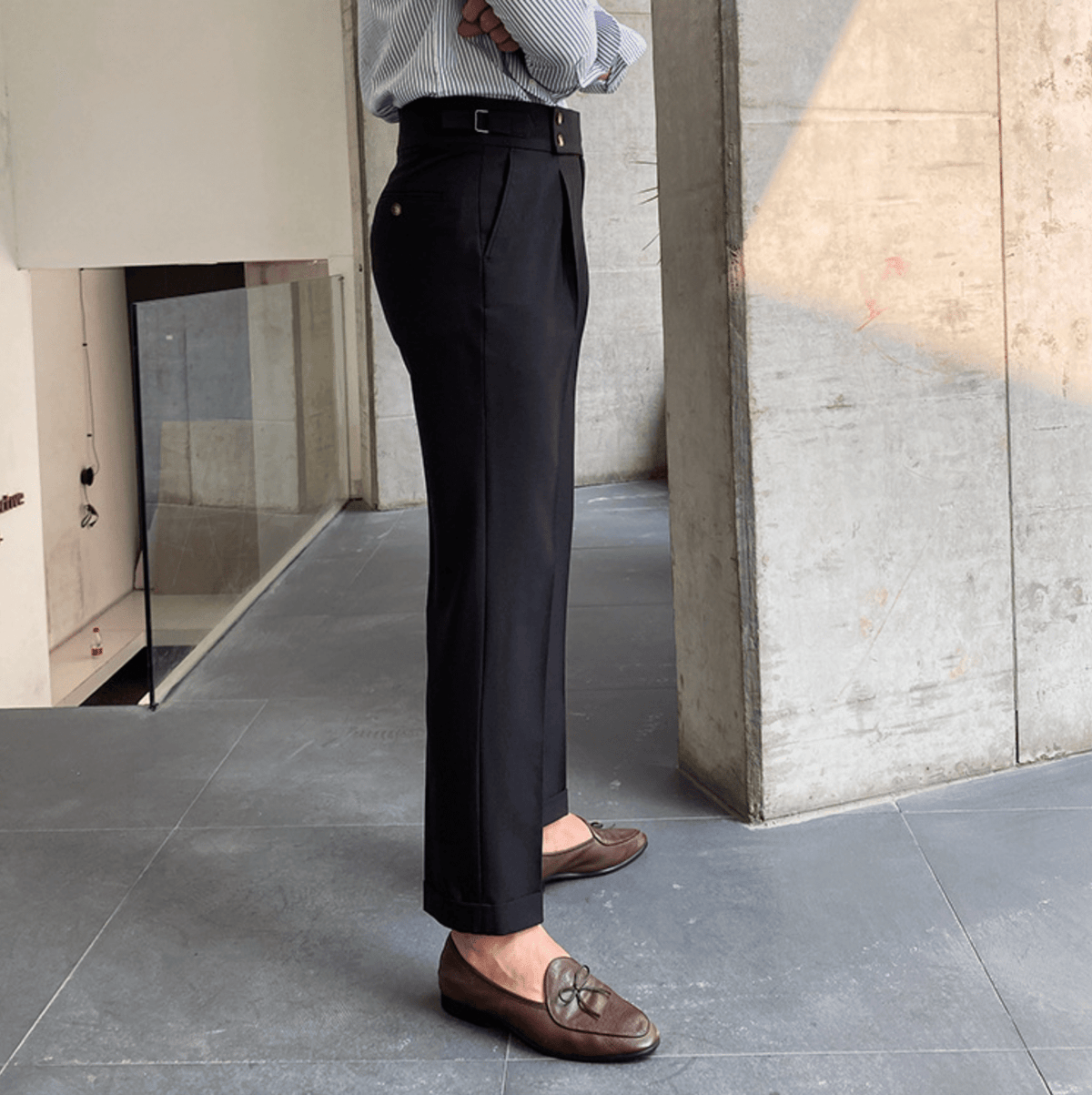 Élégants Pantalons Taille Haute en Tissu Luxe - Edward