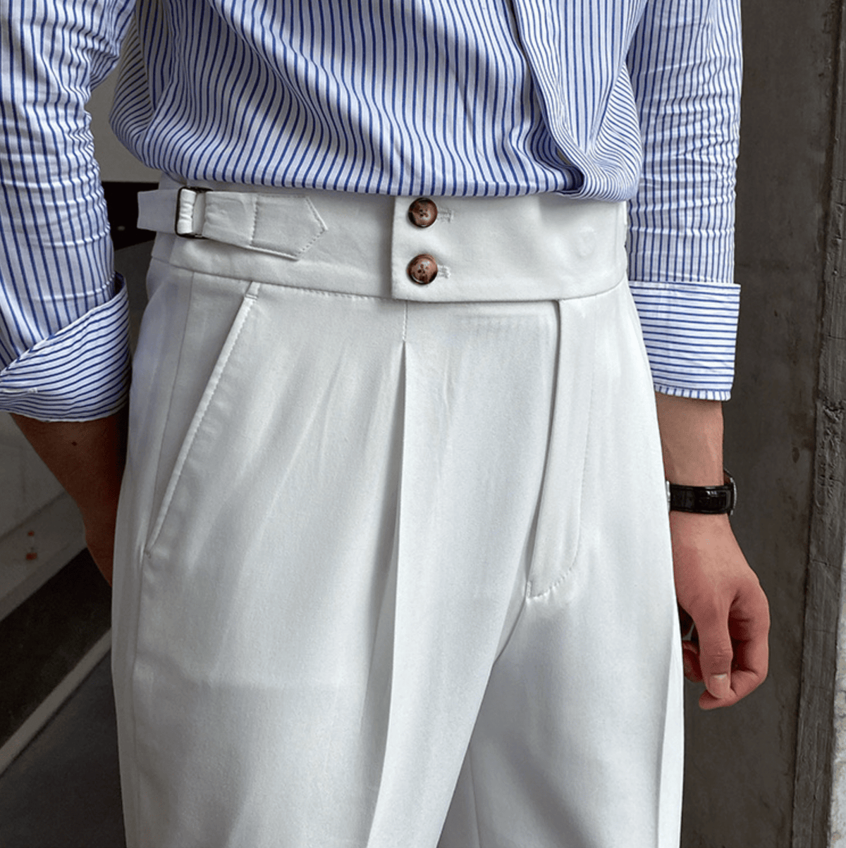 Élégants Pantalons Taille Haute en Tissu Luxe - Edward