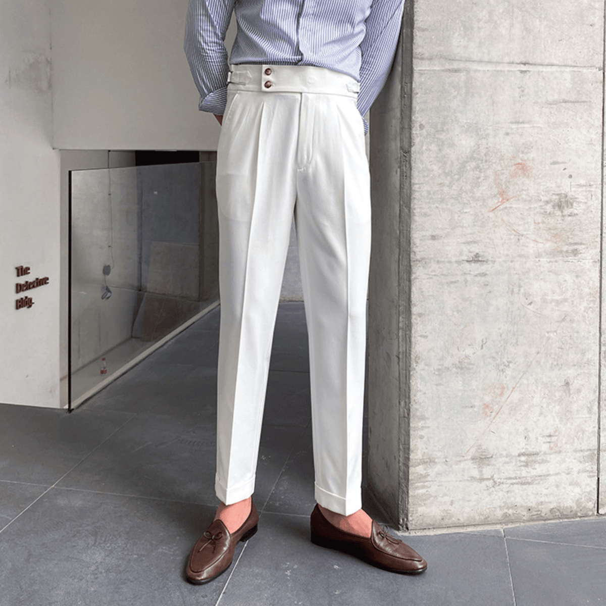 Élégants Pantalons Taille Haute en Tissu Luxe - Edward