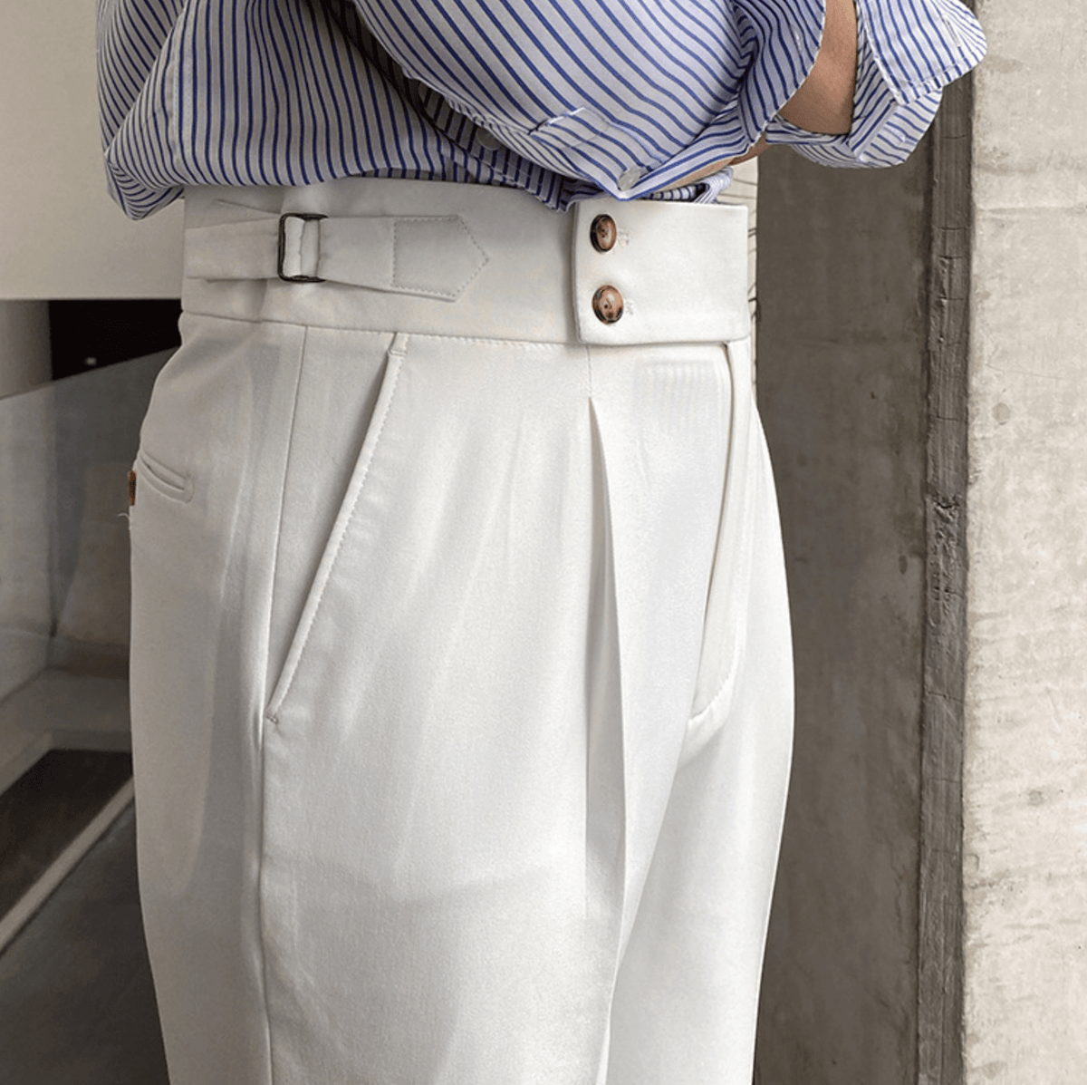 Élégants Pantalons Taille Haute en Tissu Luxe - Edward