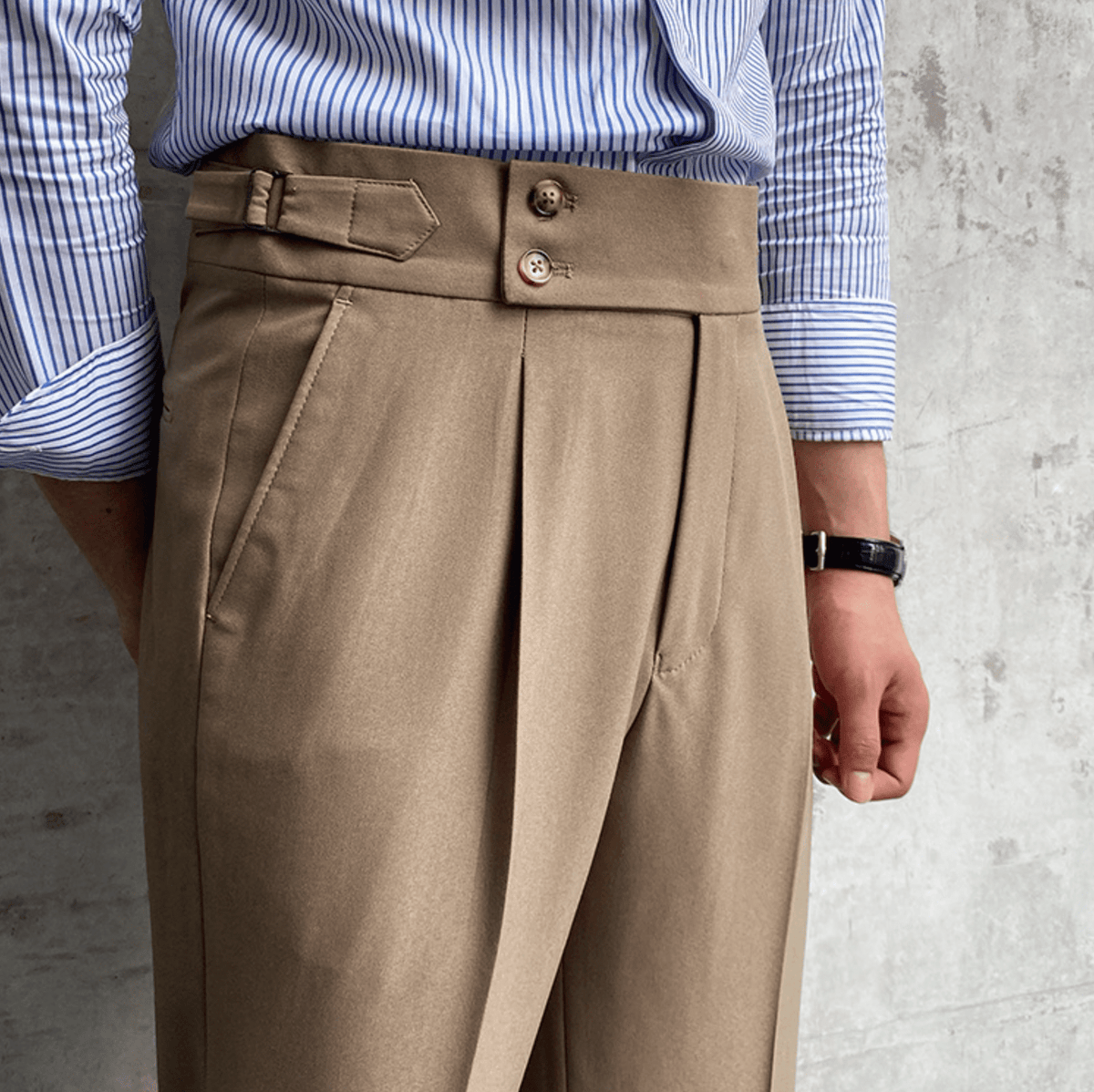 Élégants Pantalons Taille Haute en Tissu Luxe - Edward
