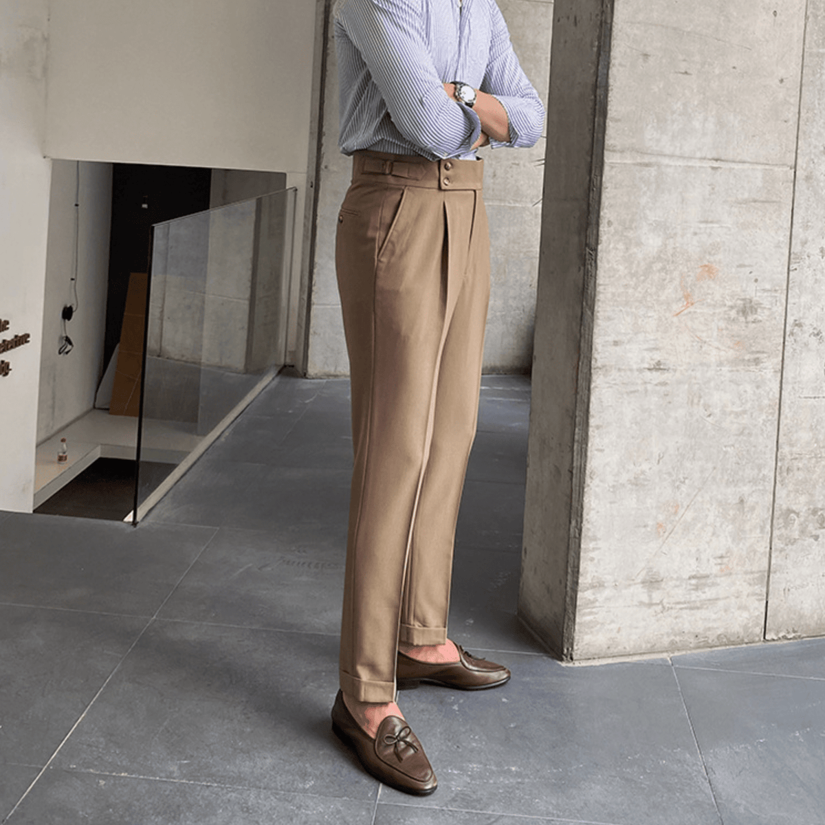 Élégants Pantalons Taille Haute en Tissu Luxe - Edward