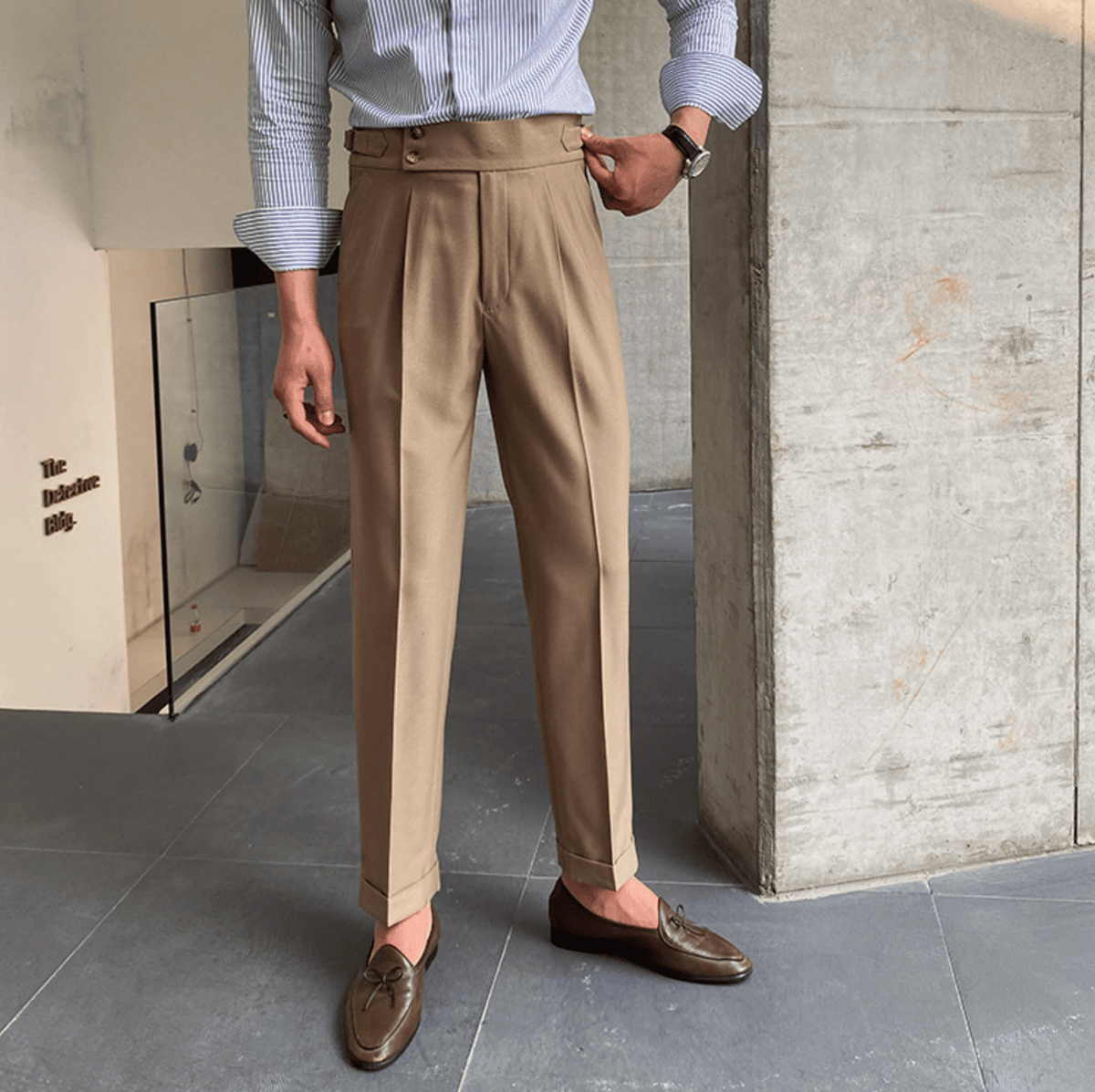 Élégants Pantalons Taille Haute en Tissu Luxe - Edward